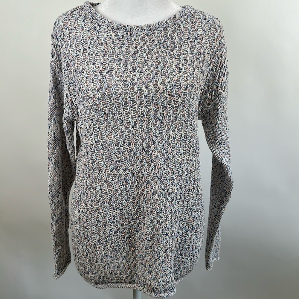 Denim & Co Womens Naturals Boatneck Sweater Top Multi Color Size XS Coastal